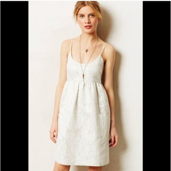 Anthropologie Dresses & Skirts - Anthropologie white brocade jacquard dress